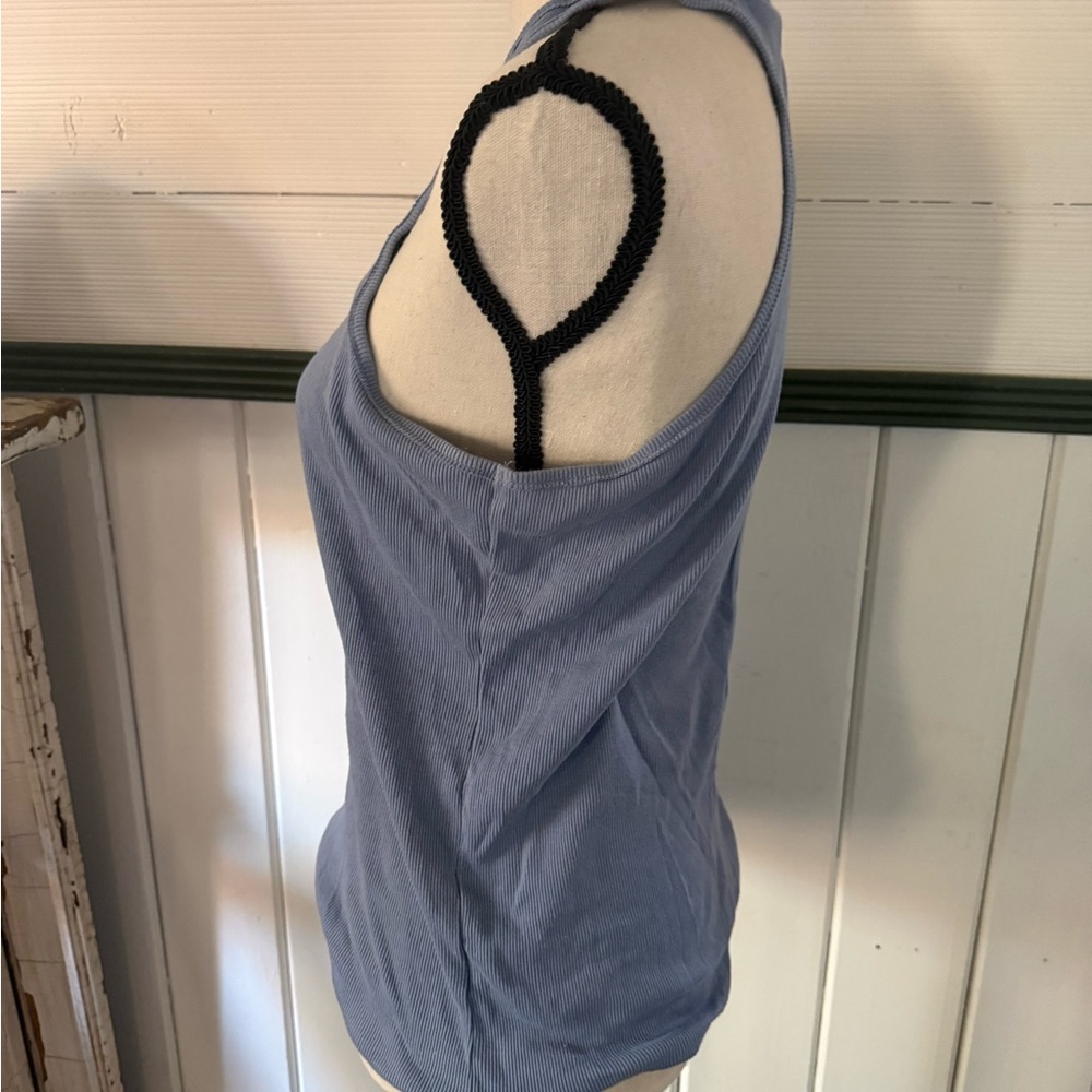 Topshop Ribbed Racerback Tank Dusty Blue Size L - Picture 2 of 4